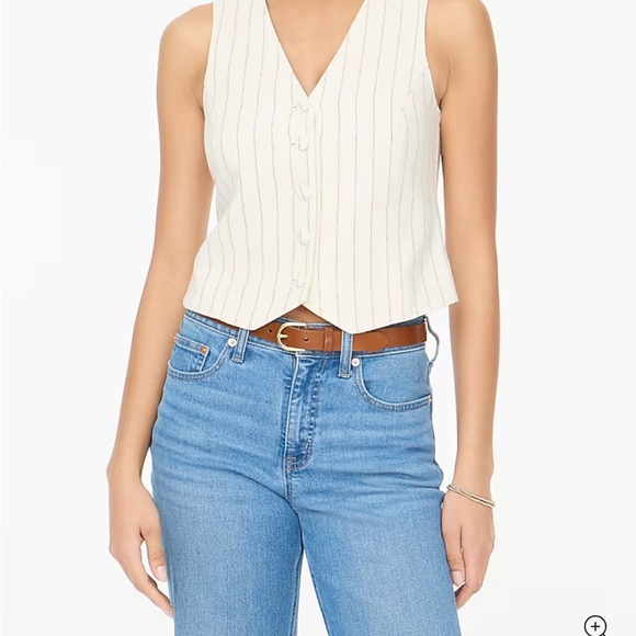 NWT’ J.Crew Striped linen-blend vest. Size 0 - Picture 2 of 6